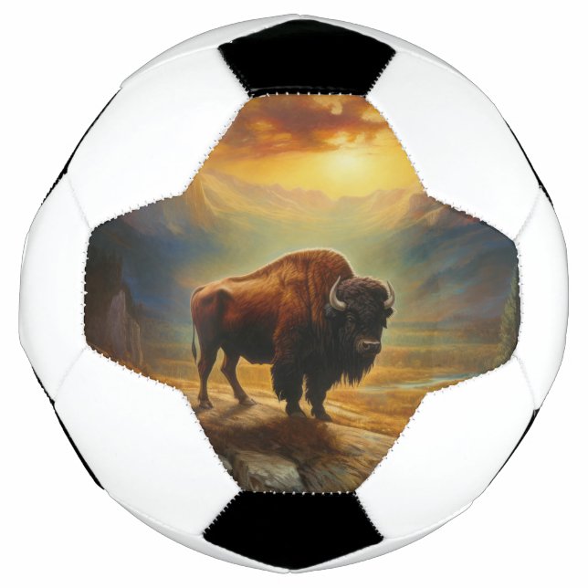 Bola De Futebol Buffalo Bison Sunset Silhouette (Frente)