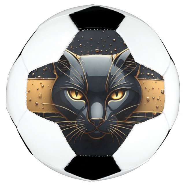 Bola De Futebol Cabeça de Gato Preto com Design de Gotejamento Dou (Frente)