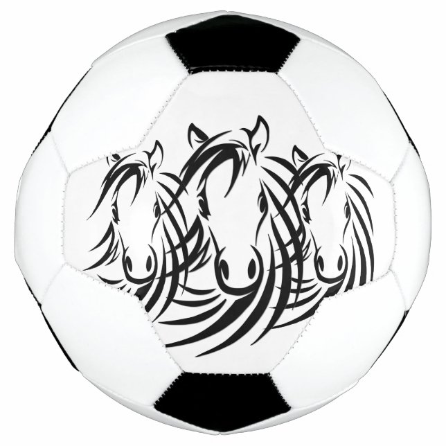 Bola De Futebol Cabeças de Cavalo Preto (Frente)