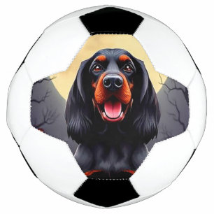 Bola De Futebol Cachorro Adorável em Cena de Halloween com Abóbora