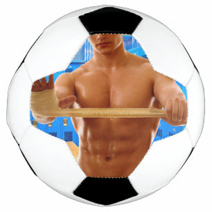 Bola De Futebol CamisaSlipperyJoe do homem musculoso sem camisa ab