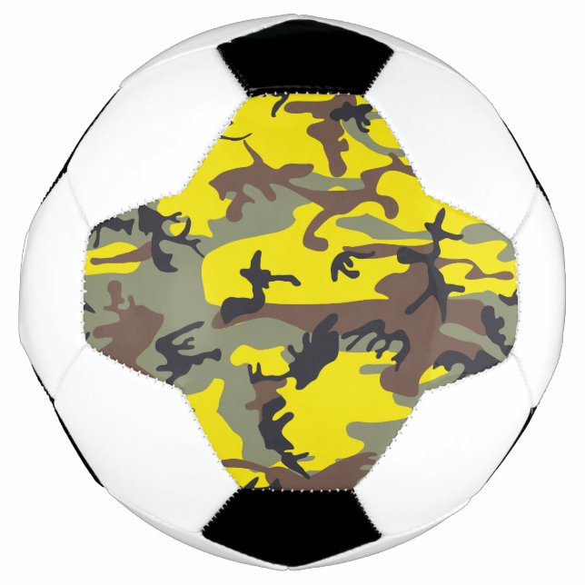 Bola De Futebol Camuflagem Amarela e Marrom, Militar, Exército (Frente)