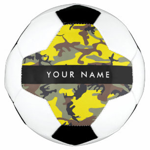 Bola De Futebol Camuflagem Amarela e Marrom Personalize seu nome