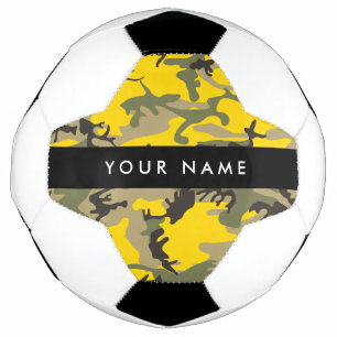 Bola De Futebol Camuflagem Amarela e Verde Personalize seu nome