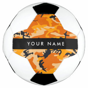 Bola De Futebol Camuflagem Laranja Personalize seu nome