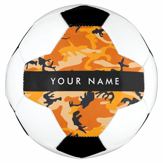 Bola De Futebol Camuflagem Laranja Personalize seu nome (Frente)