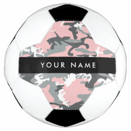 Bola De Futebol Camuflagem rosa e Cinza Seu nome Personaliza