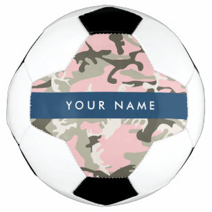 Bola De Futebol Camuflagem Rosa e Verde Personalize seu nome