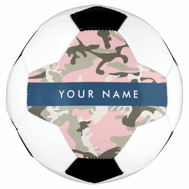 Bola De Futebol Camuflagem Rosa e Verde Personalize seu nome (Frente)