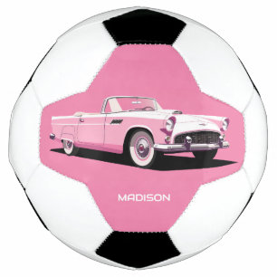 Bola De Futebol Carro Clássico Rosa de Nome Personalizado