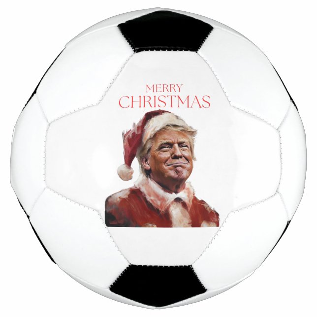 Bola De Futebol Cartão de Natal Engraçado Trump Papai Noel (Frente)