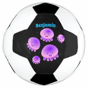 Bola De Futebol Cartografia de medusa-púrpura-rosa-branca kawaii