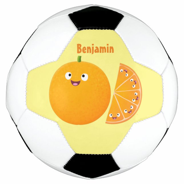 Bola De Futebol Cartoon de fruta de citros de laranja feliz (Frente)