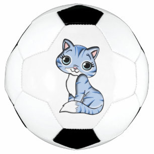 Bola De Futebol Cartoon de gato azul