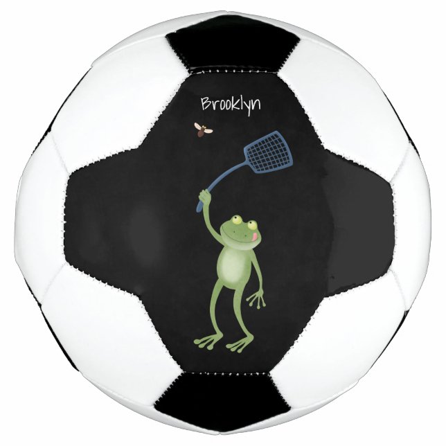 Bola De Futebol Cartoon de mosca verde-sapo engraçado (Frente)