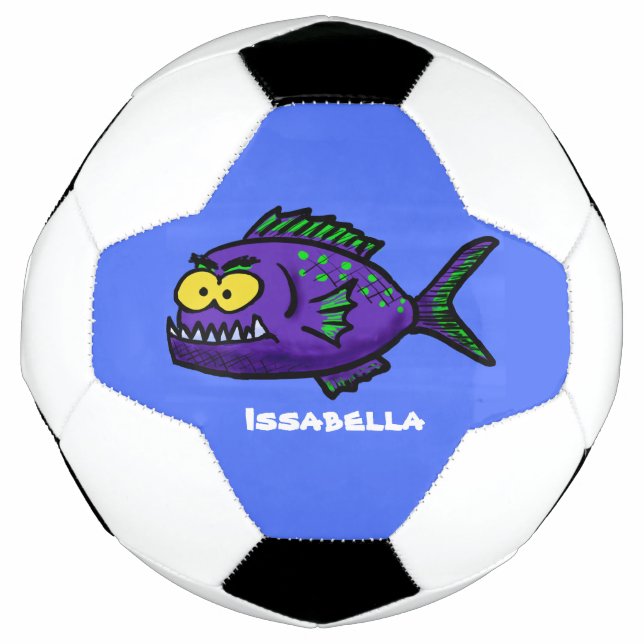 Bola De Futebol Cartoon de peixe Piranha (Frente)