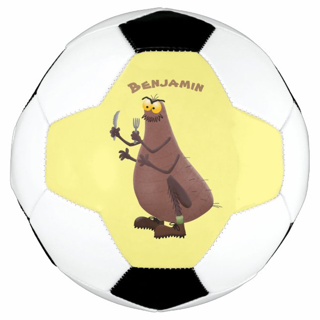 Bola De Futebol Cartoon feio e faminto (Frente)