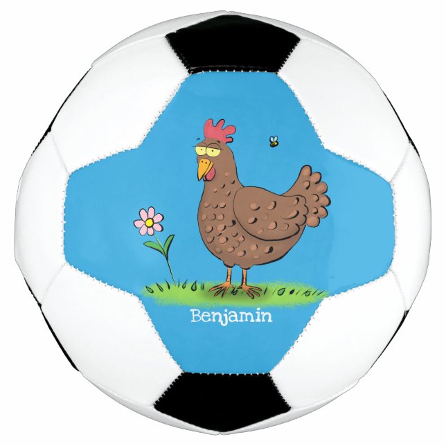Bola De Futebol Cartoon galinha rústico (Frente)