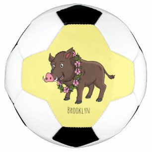 Bola De Futebol Cartoon selvagem e flores