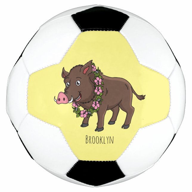 Bola De Futebol Cartoon selvagem e flores (Frente)