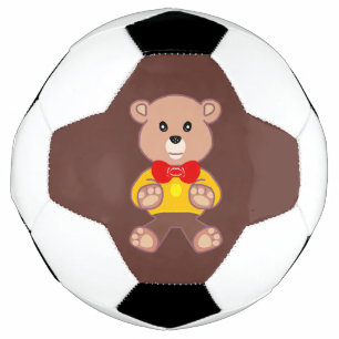 Bola De Futebol Castanho-do-urso-peludo, branco-vermelho, bege-beg