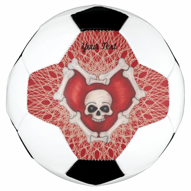 Bola De Futebol Caveira no Coração Vermelho das Linhas Abstrato Br (Frente)