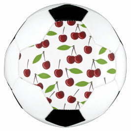 Bola De Futebol Cereja Vermelha, Padrão de Cerejas, Folhas, Fruta