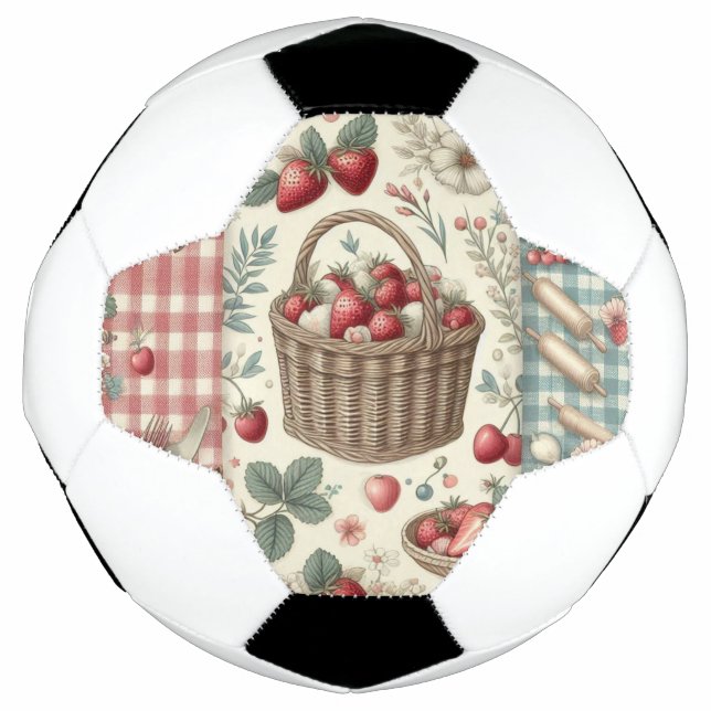 Bola De Futebol Cesta de Frutas Gingham Diversão (Frente)