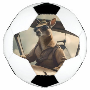 Bola De Futebol "Céus Vintage: O Piloto de Canguru no Avião Velho