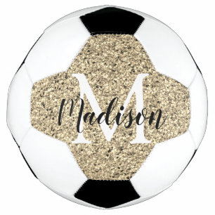 Bola De Futebol Chic do Monograma Dourado Personalizado