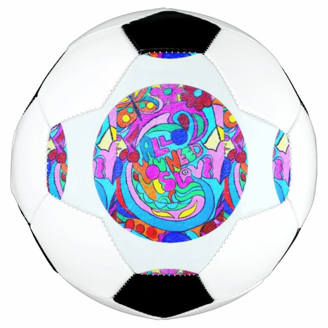 Bola De Futebol círculo de amor hippie groovy (Frente)