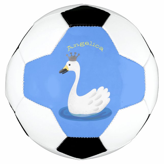 Bola De Futebol Cisne branco fofo com desenho de coroa (Frente)