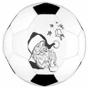 Bola De Futebol Clássico Clipart Santa Claus Black White Retro