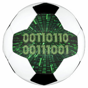 Bola De Futebol Código binário 69 da SlipperyJoe vibrante verde co