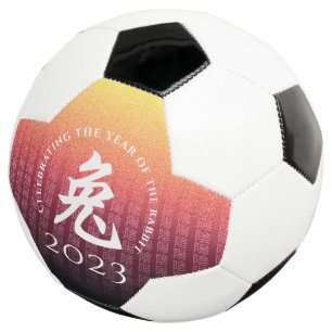 Bola De Futebol Coelho 兔 Símbolo Zodiac Lunar Chinês Vermelho Dour