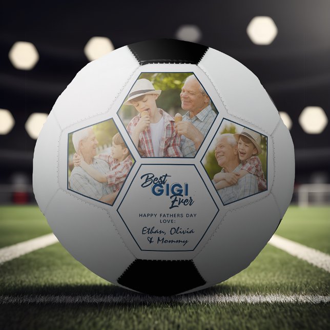 Bola De Futebol Colagem de Fotos Moderna 3 Melhor Gigi Nunca (Easily personalize this Best GIGI Ever Soccer ball with your photos & text for a gift he'll love)