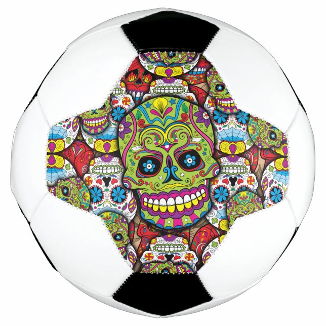Bola De Futebol Colorful Dia de los Muertos Skulls (Frente)