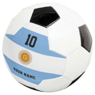 Bola de futebol com a bandeira argentina e nome pe