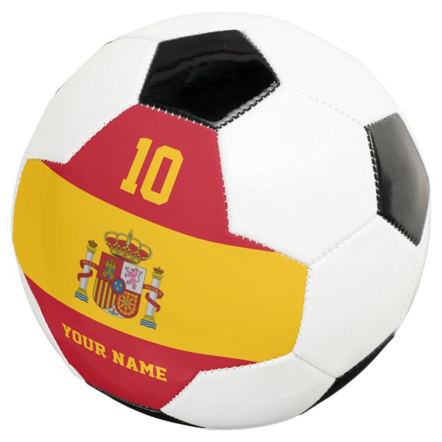 Bola de futebol com bandeira espanhola com número  (Três quartos)