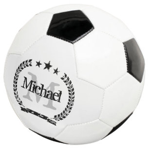 Bola de futebol com brasão vintage nome personaliz