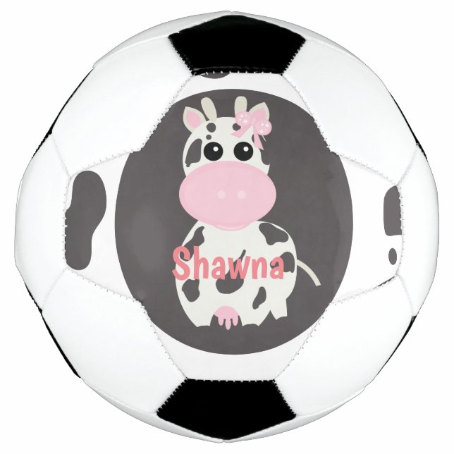 Bola de Futebol com Nome Monograma Padrão Rosa Vac (Frente)