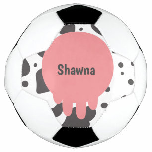 Bola de Futebol com Nome Monograma Padrão Vaca Eng