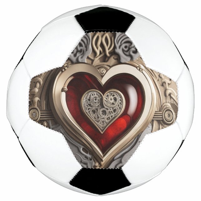 Bola De Futebol Coração Steampunk Atemporal de Amor (Frente)