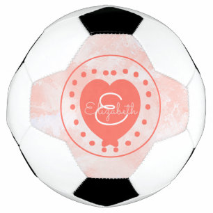 Bola De Futebol Coral Coral de Cor de Água, Monograma Inicial Gir