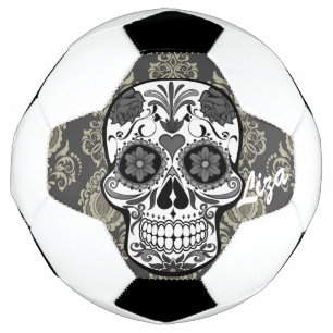 Bola De Futebol Cranio de Açúcar "Dia dos Mortos" Com Tecido de Re