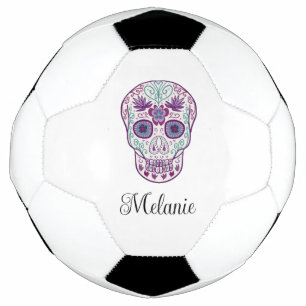 Bola De Futebol Cranio de Açúcar gótico roxo pastel personalizado