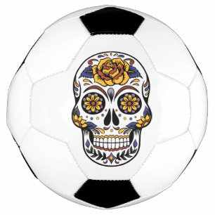 Bola De Futebol Crânio de Rosa Amarelo
