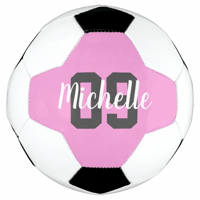 Bola De Futebol Create Your Own Custom Name Number Pink (Frente)