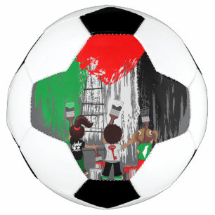 Bola De Futebol Crianças de Gaza Pintando a Bandeira da Palestina 