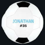 Bola De Futebol Crianças Personalizadas Branco Azul Adicionar Um N<br><div class="desc">Seu jogador de futebol favorito vai adorar esta bola de futebol personalizada. Personalizar com o nome e o número dos jogadores. Esta bola de futebol personalizada fará um presente de excelente para o natal,  aniversários ou qualquer outra ocasião especial.</div>